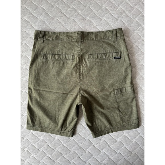 PrAna Shorts Mens 32 Green Hemp Stretch Cargo Travel Pockets Summer Gorpcore - Picture 2 of 6
